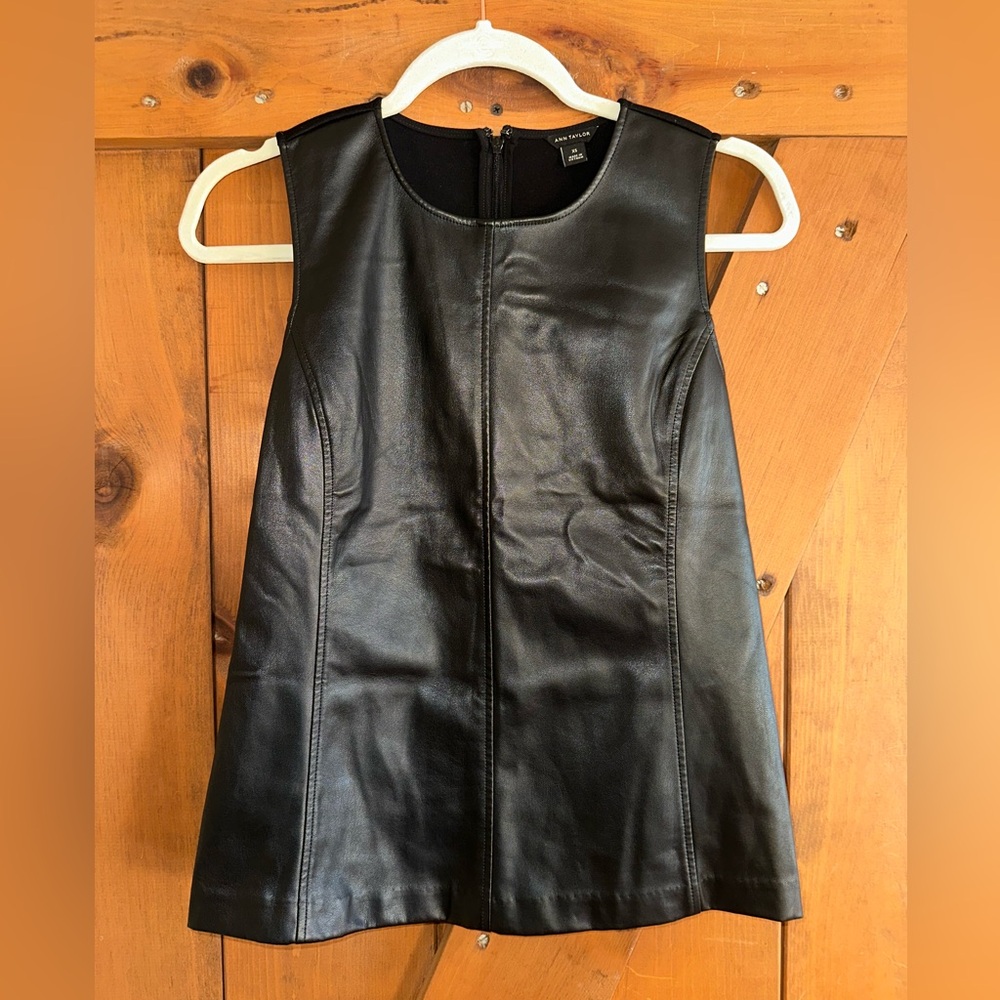 Ann Taylor Black Faux Leather Dress